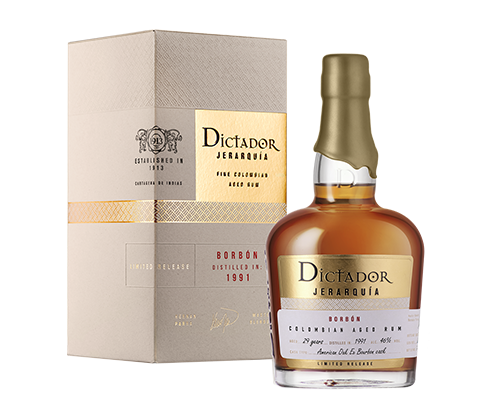 Dictador Jerarquia BORBON 29YO 41vol GB plus bottle.png